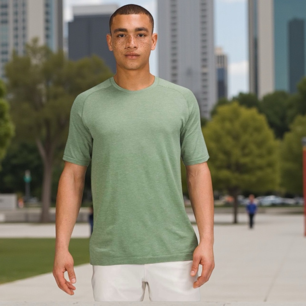 Lululemon Metal Vent Tech Short Sleeve Shirt 2.0 Silver Blue /Cedar Green Sz XXL